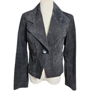 Anne Klein Vintage Black Suede Cropped Blazer